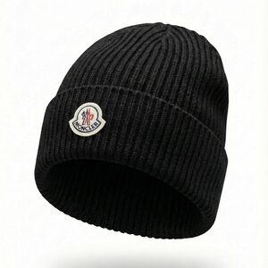 Moncler Black Knit Beanie